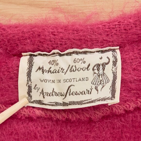 Andrew Stewart Vintage Mohair/Wool Open Front Vest, Made in Scotland, Pink - Picture 5 of 6